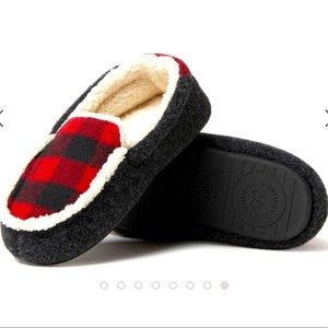Dearfoam buffalo check wool slippers, kids sz 11-12